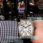 Copy Franck Muller Cintree Curvex White Dial Black Leather Strap Watch